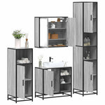 ZNTS 4 Piece Bathroom Furniture Set Grey Sonoma Engineered Wood 3301208