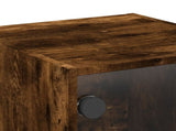 Bedside Cabinets with Glass Doors 2 pcs Smoked Oak 35x37x35 cm 836471