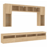 8 Piece TV Wall Cabinet Set with LED Lights Sonoma Oak 3216766