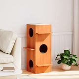 Cat House Wax Brown 43x43x90 cm Solid Wood Pine 859300