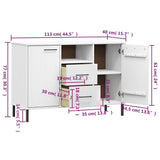Sideboard with Metal Legs White 113x40x77 cm Solid Wood OSLO 351020