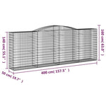 Arched Gabion Baskets 10 pcs 400x50x140/160 cm Galvanised Iron 3147030