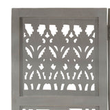 Hand Carved 3-Panel Room Divider Grey 120x165 cm Solid Mango Wood 285332