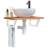 Basin Shelf Wall Mounted Steel and Solid Wood Beech 3302370