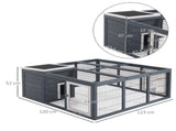 Rabbit Hutch Outdoor, Guinea Pig House, Bunny Run Cage with Openable Top for 1-2 Rabbits, 123 120 T3398P347609