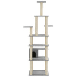Cat Tree with Sisal Scratching Posts Light Grey 183 cm 171483
