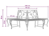 Tree Bench 4-Seater 160 x 80 x 89 cm Steel Antique Brown 42029534