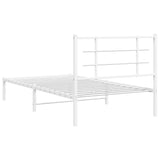 Metal Bed Frame without Mattress with Headboard White 100x190cm 355604