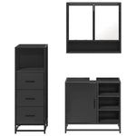 ZNTS 3 Piece Bathroom Furniture Set Black Engineered Wood 3301055