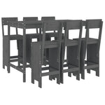 7 Piece Garden Bar Set Grey Solid Wood Pine 3157813