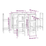 7 Piece Bar Set White Solid Wood Pine 3124713