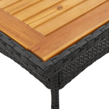 Garden Table with Acacia Wood Top Black 80x80x75 cm Poly Rattan 365519