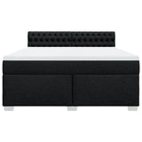 ZNTS Box Spring Bed with Mattress Black 180x200 cm Fabric 3285976
