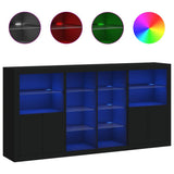 Sideboard with LED Lights Black 202x37x100 cm 3209185