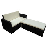 2 Piece Garden Lounge Set with Cushions Poly Rattan Black 42834