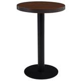 Bistro Table Dark Brown, Black MDF, Steel Compact Round Modern 286419