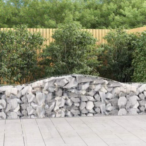 Arched Gabion Baskets 10 pcs 400x50x60/80 cm Galvanised Iron 3146978