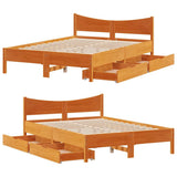 Bed Frame with Drawers Wax Brown 135x190 cm Double Solid Wood Pine 3301922