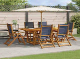 7 Piece Garden Dining Set Solid Wood Acacia and Textilene 3279311