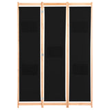 3-Panel Room Divider Black 120x170x4 cm Fabric 248183