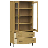 Bookcase with Metal Legs Brown 85x35x172.5 cm Solid Wood OSLO 350991