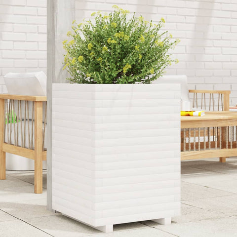 Garden Planter White 50x50x72 cm Solid Wood Pine 3282610