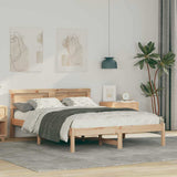 Bed Frame with Headboard Brown 135 x 190 cm Solid Pine Wood 872827
