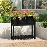 Planter with Shelf Black 82.5x34.5x81 cm Solid Wood Pine 823763