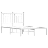 Bed Frame White Powder-Coated Steel Double Bed Frame 353584
