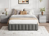 4ft6 Double Upholstered Storage Bed Frame, No Headboard Linen Bed Frame with Hydraulic Storage, N652P396290G