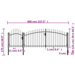 ZNTS Garden Gate Steel 1.75x4 m Black 144363