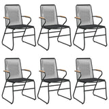 7 Piece Garden Dining Set Black PVC Rattan 3060277