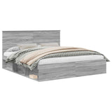 Bed Frame Grey Sonoma 180 x 200 cm Solid Pine Wood 3409323