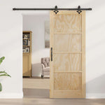 Sliding Door Manual Natural and black 83 x 202 cm 3333504