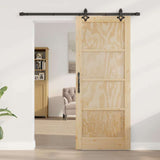 Sliding Door Manual Natural and black 83 x 202 cm 3333504
