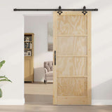 Sliding Door Natural and Black 83 x 202 cm Solid Pine Wood 3333504