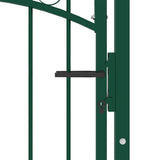 Fence Gate with Arched Top Steel 102x136 cm Green 146367