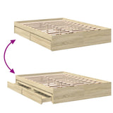 Bed Frame with Drawers without Mattress Sonoma Oak 135x190 cm Double 3280694