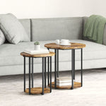 ZNTS Side Table 2 pcs Smoked Oak Engineered Wood and Metal 869716