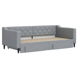 Daybed with Trundle&Drawers without Mattress Light Grey 90x190 cm Single 3197499