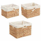 Storage Baskets 3 pcs Natural 35 x 30 x 25 cm Water hyacinth 42020144