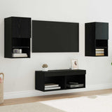 TV Wall Cabinets Wall-mounted 4 pcs Black Oak Engineered Wood 3402916