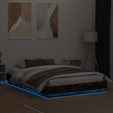 Bed Frame with LED without Mattress Smoked Oak 150x200 cm King Size 3209790