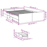 Bed Frame with Drawers without Mattress Brown Oak 135x190 cm Double 3280320