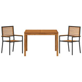 Garden Dining Set 3 pcs Black Solid Acacia Wood 3365529