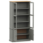 Glass Display Cabinet VIGO Grey 85x35x170 cm Solid Wood Pine 353195