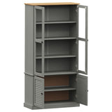 Glass Display Cabinet VIGO Grey 85x35x170 cm Solid Wood Pine 353195
