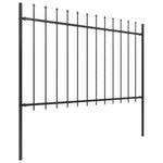 Garden Fence with Spear Top Steel 714.5x120 cm Black 277623