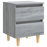 Bed Cabinets with Solid Wood Legs 2 pcs Grey Sonoma 40x35x50 cm 813125