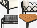 Outdoor Furniture Set 4 pcs Black and Cream White Poly Rattan 42025342